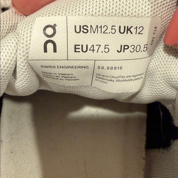 On Cloud M 12.5 Running Men's Dark Blue Athletic Shoes - Picture 7 of 9